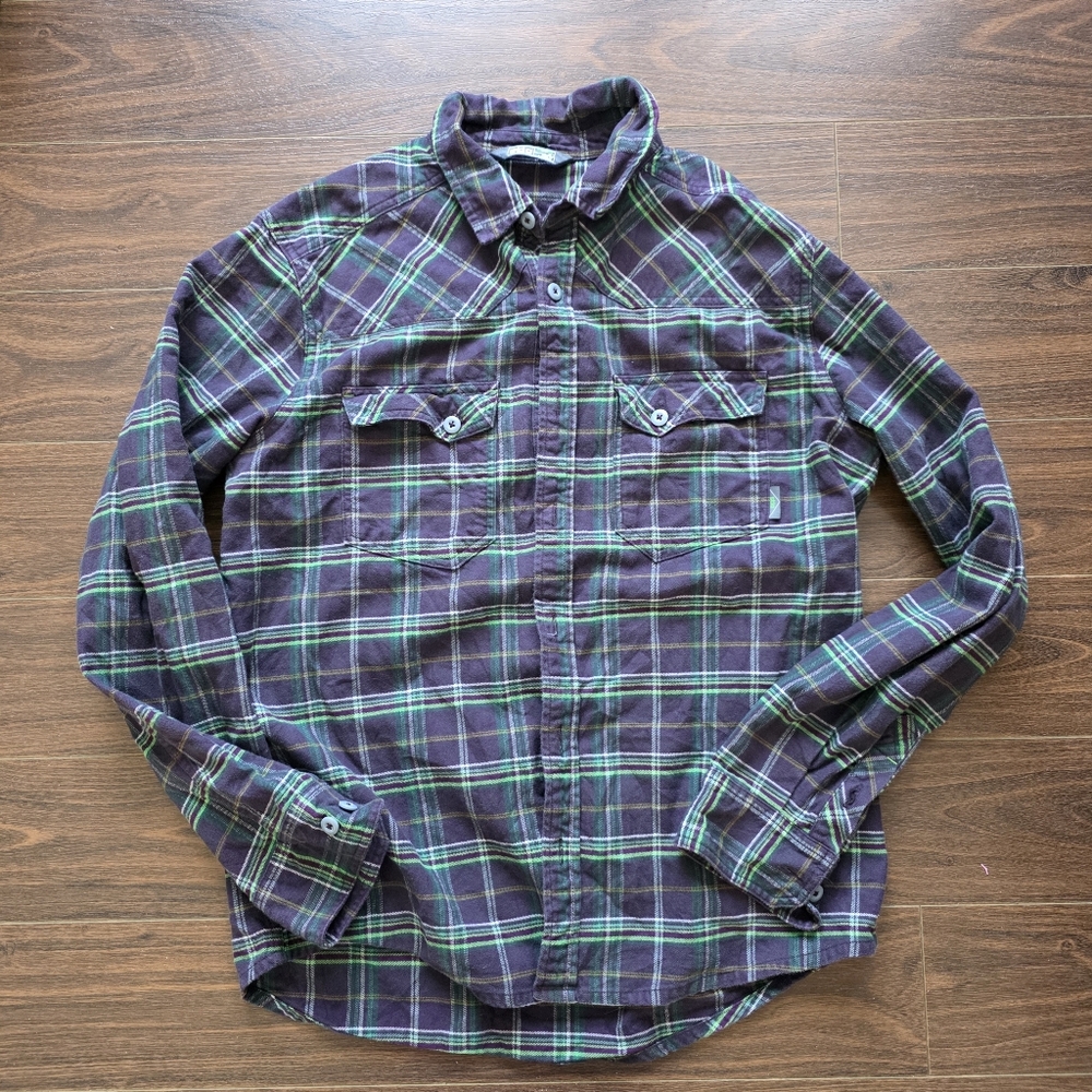 Stio Men's Casual Plaid Shirt - Purple and Green